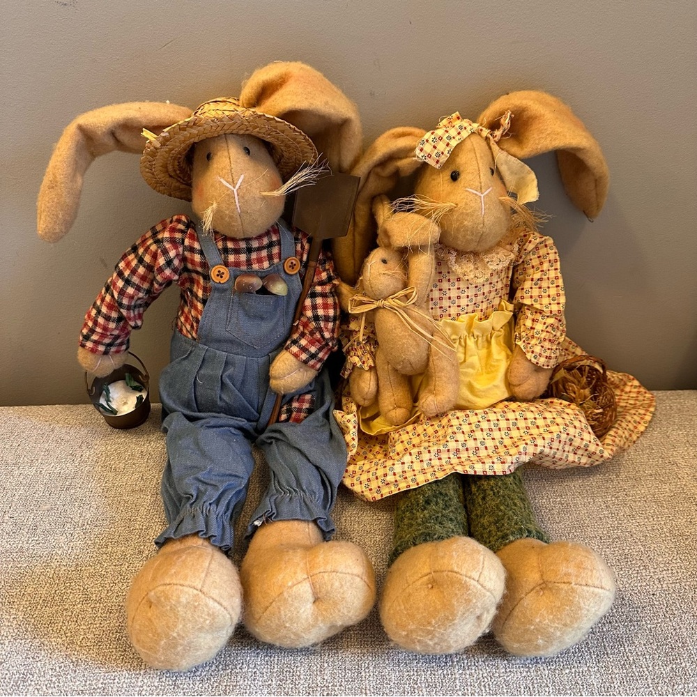 Vintage Country Creative Rabbit Family Shelf Sitters - Easter Decor Set of 3